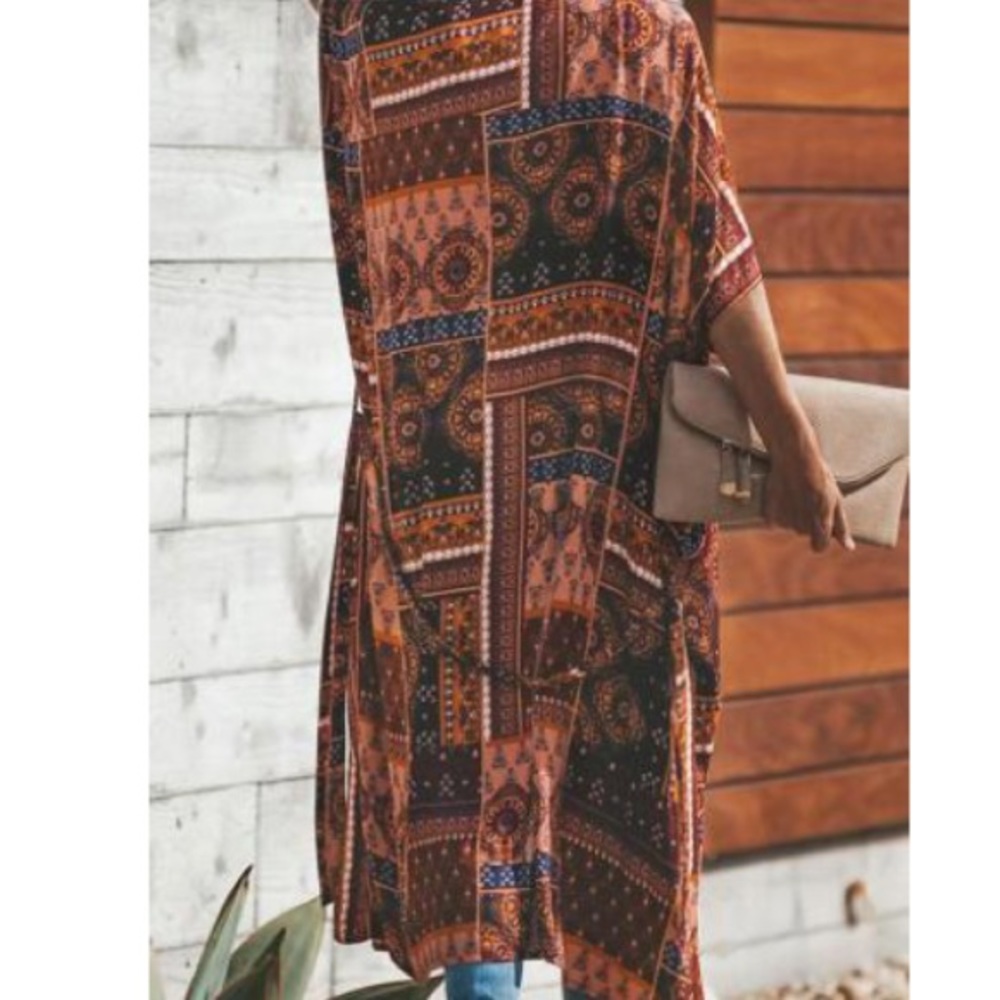 Boho Style Kimono With Tie Belt - Picture 4 of 6